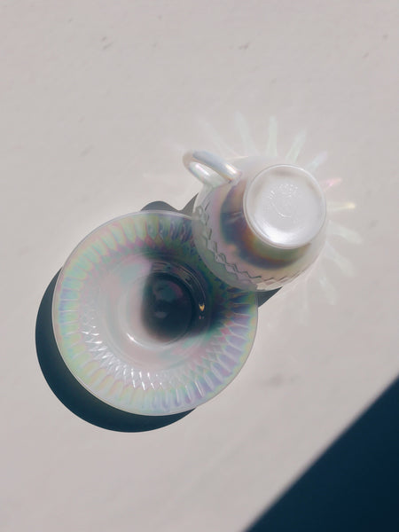Vintage Federal Glass Moonglow Cup & Saucer