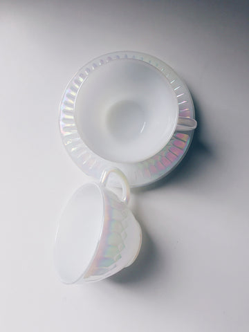 Vintage Federal Glass Moonglow Cup & Saucer