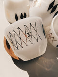 Vintage Federal Glass Atomic Harlequin Espresso Set