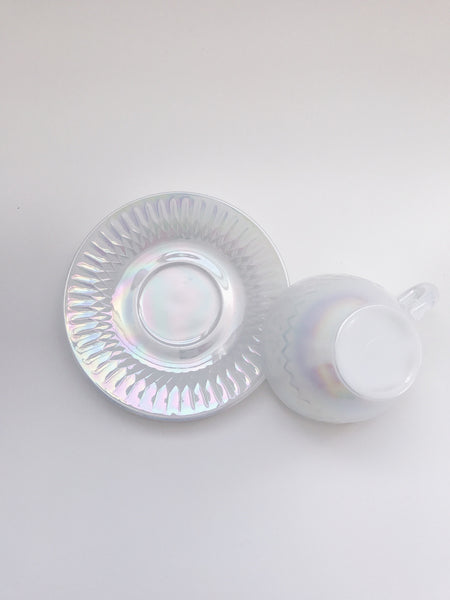 Vintage Federal Glass Moonglow Cup & Saucer