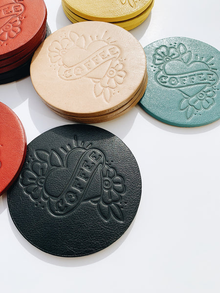 brew sleep draw sipp curated goods leather coaster 